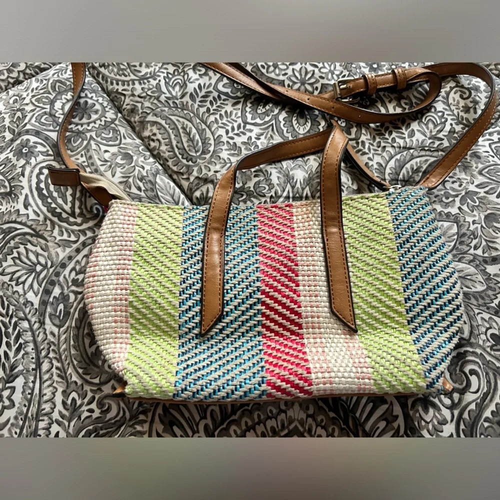Nautica Embroidered Straw Crossbody Bag Multicolor Women’s Purse - Picture 5 of 6